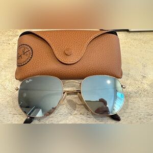 Ray-Ban Hexagonal Mirrored Sunglasses with Brown Case